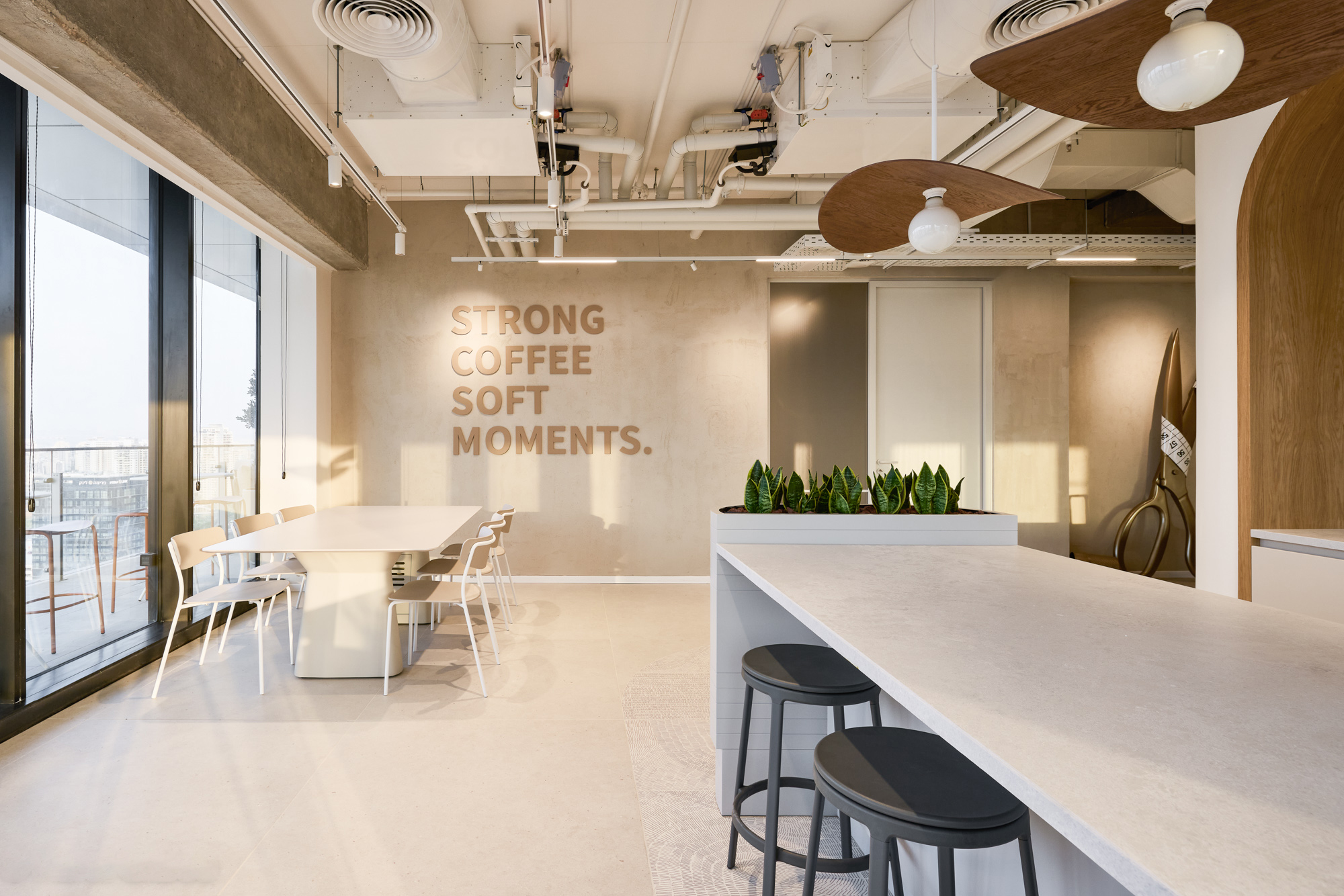 STRONG COFFEE SOFT MOMENTS 3D letters in the office kitchen
